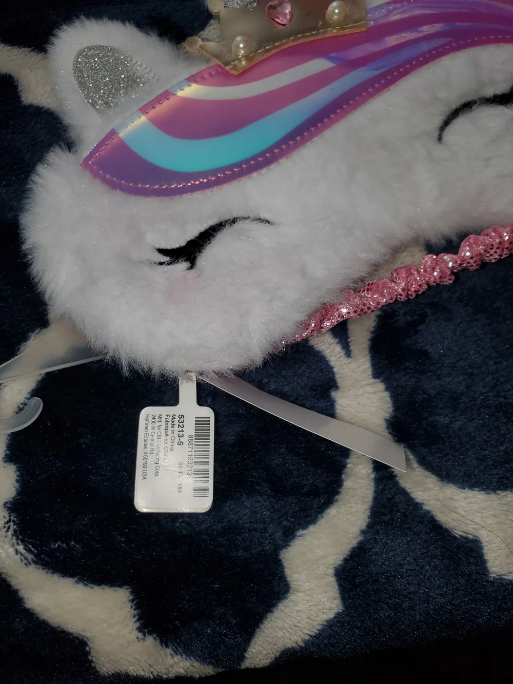 Unicorn Plush Kids Assessories Case and Eye Mask Set - Pink White